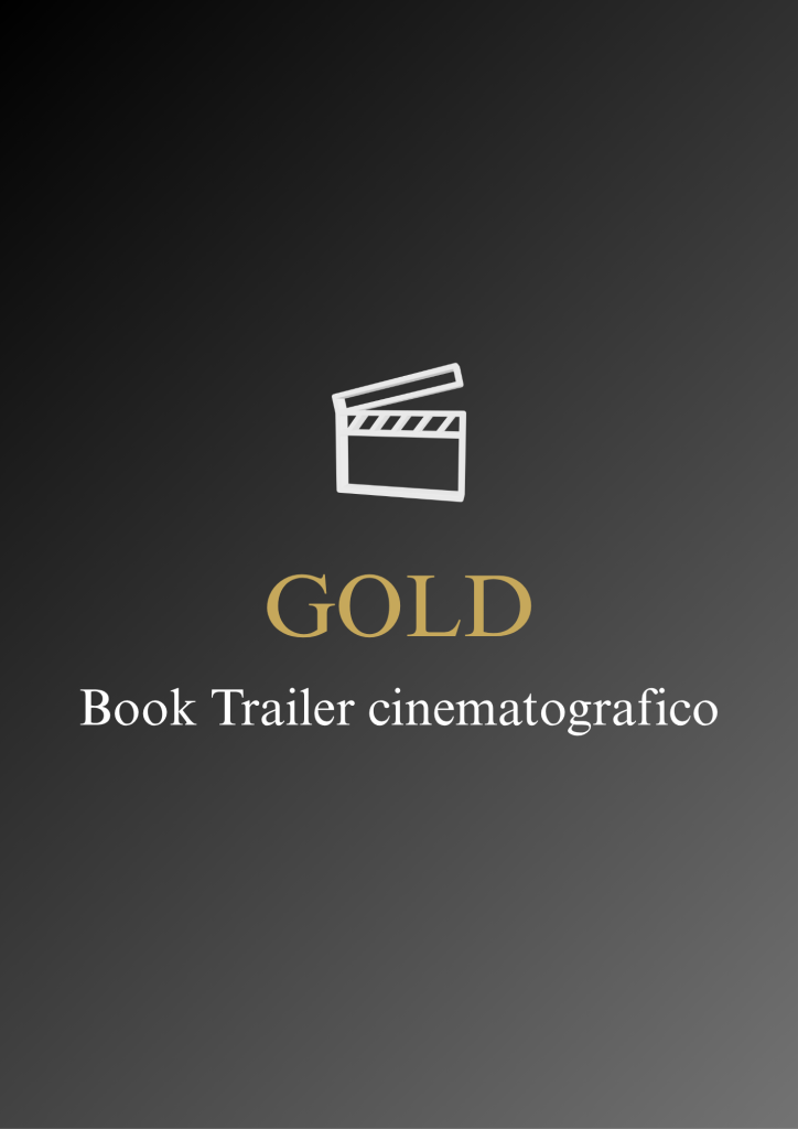 Immagine di un trailer di un libro intitolato 'GOLD', con un'icona di una cinepresa su sfondo scuro.